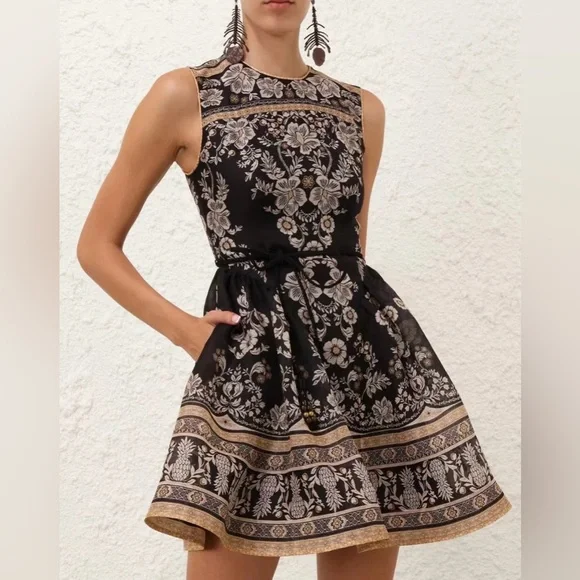 Zimmermann belted floral-print linen and silk-blend organza mini dress Size 0 - Picture 6 of 8